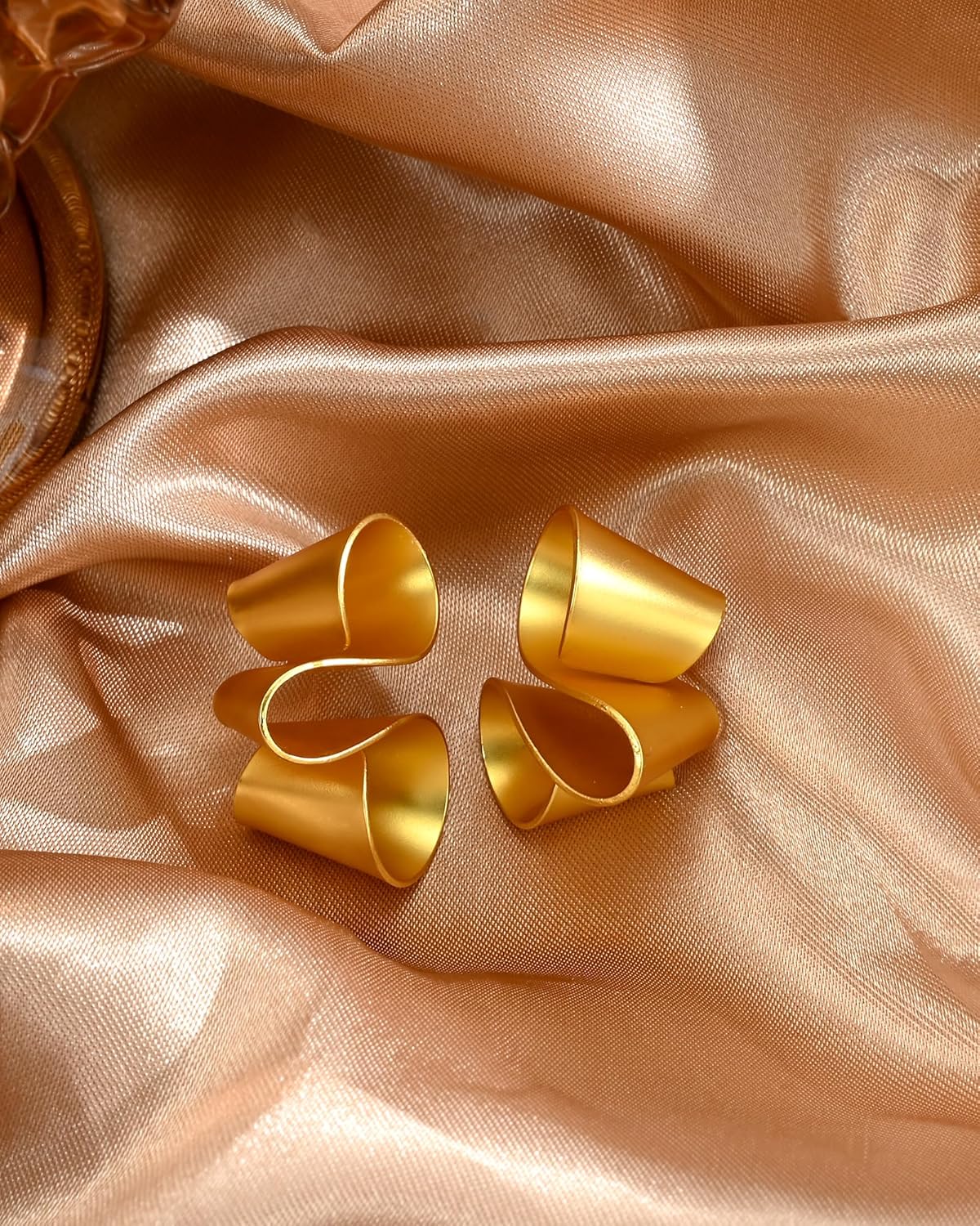 14k Gold Plated Twist Large Chunky Big Stud Statement Minimalist Simple Earrings for Women Trendy - Image 4