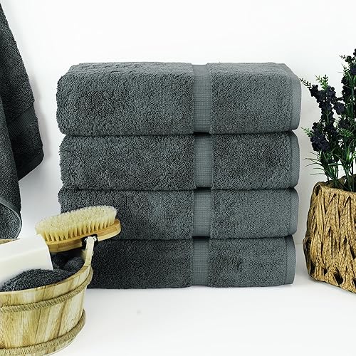 Miniatura 2 de Chakir Turkish Linens - Toallas turcas de 100% algodón, suaves y absorbentes (4 toallas de baño, color gris oscuro)