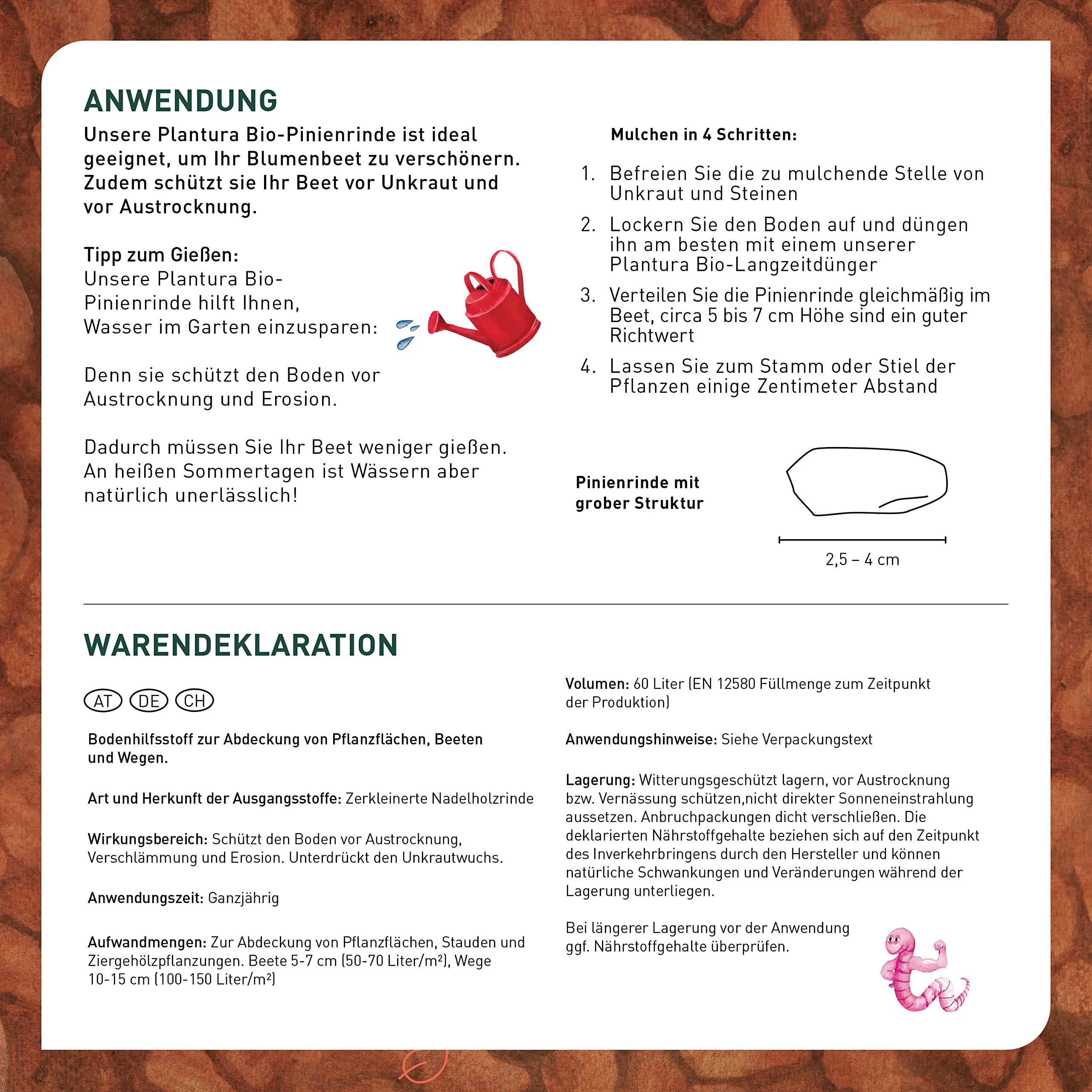 Plantura Bio Pinienrinde, 25-40 mm, 120 L, grob, naturbelassen & dekorativ, unterdrückt Unkrautwuchs