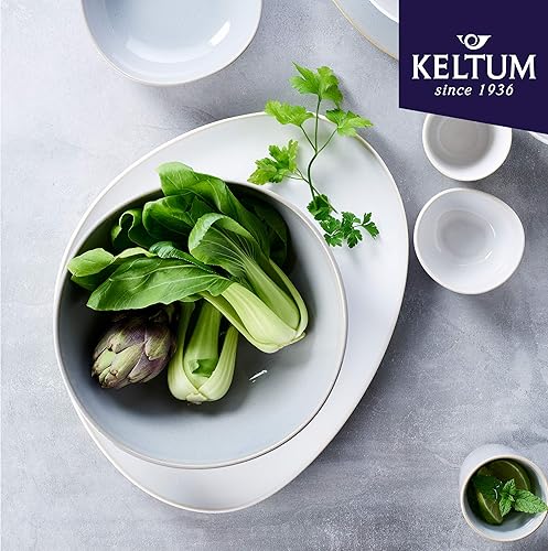 Miniatura 5 de Plato de servir de gres esmaltado blanco de algodón, 15"