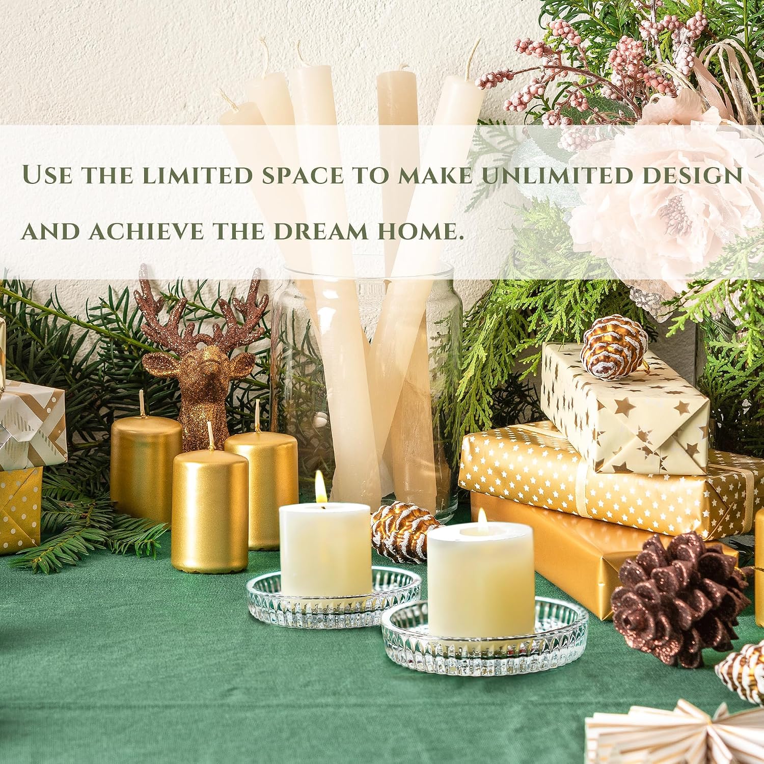 Set of 2 Glass Candle Holder Plates, 3.7'' Round Clear Pillar Candle Holder