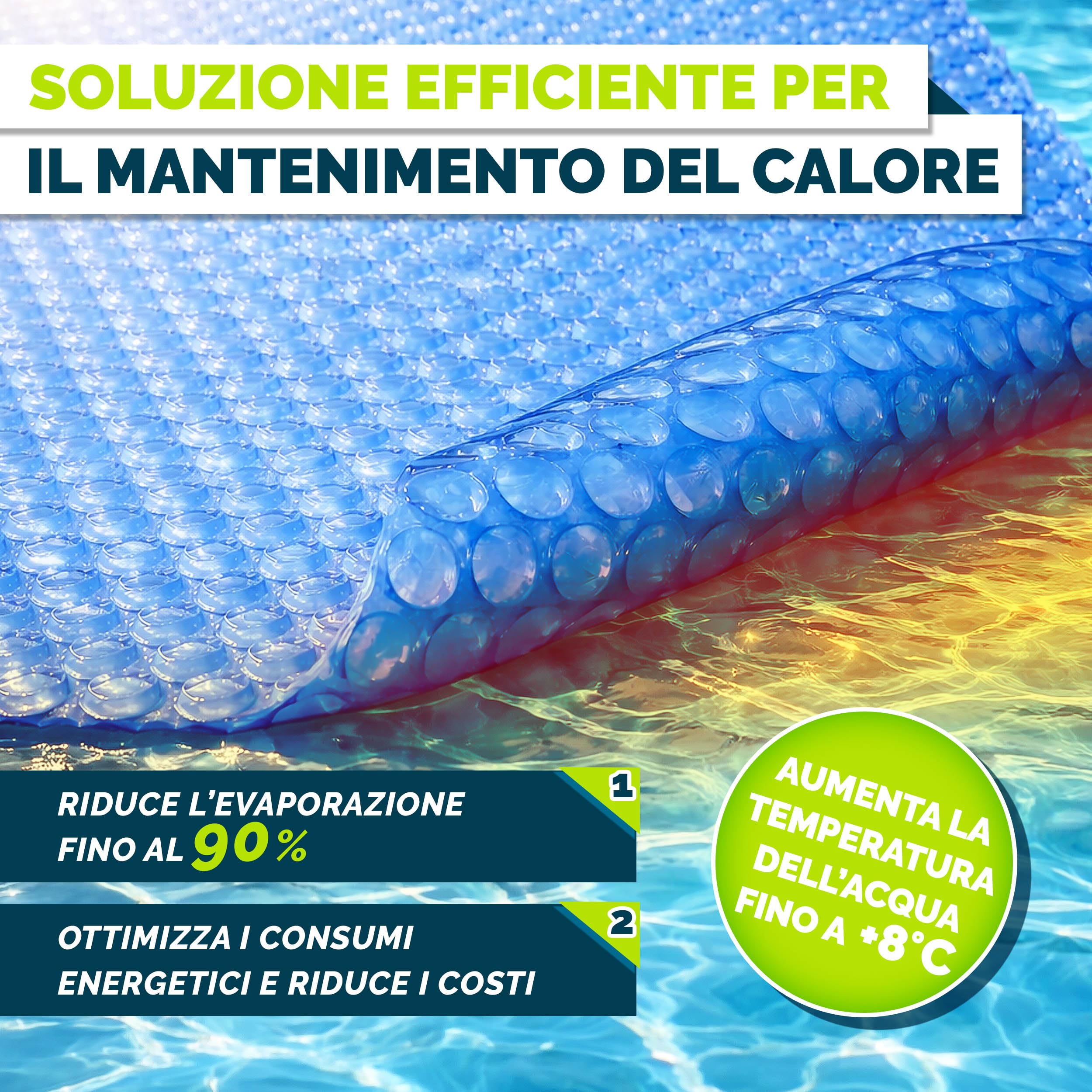 tillvex® Copertura Solare Premium per Piscina 400 µm Rettangolare 800x400 cm | Telo Solare Termico ritagliabile | Copertura Solare | Riscaldamento Piscina Telo Solare per riscaldamento dell'acqua