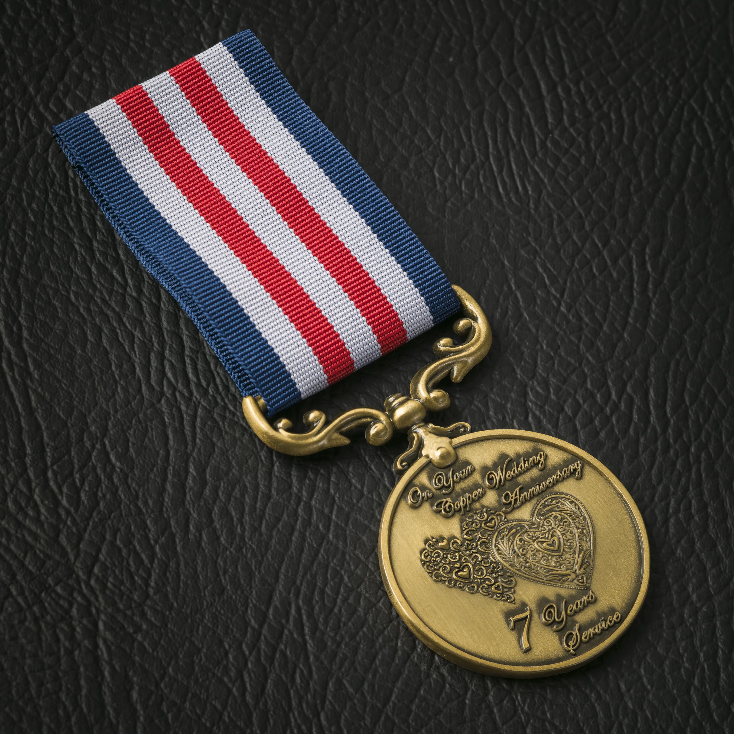 The Commemorative Coin Company Gold Your 7Th Copper Wedding Anniversary Long Service/Bravery Medal. Gift For Couple Husband/Wife 7 Years Of Marriage