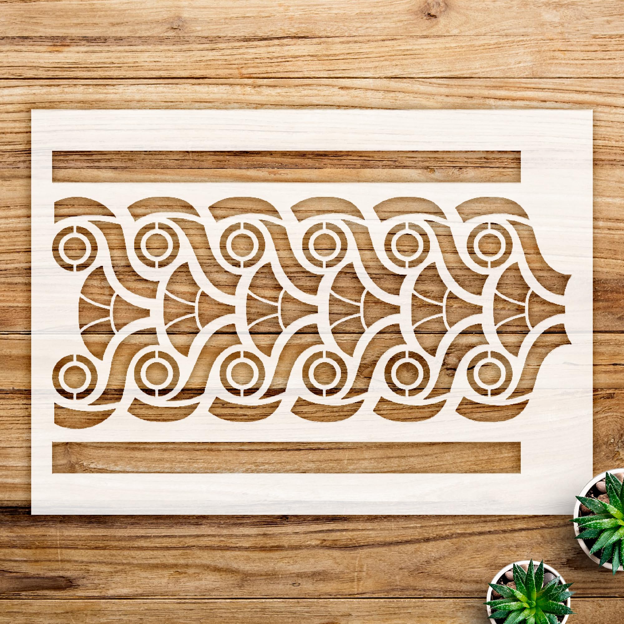 Fan Circle Band Pattern Stencil for Walls and Crafts, Reusable Mylar Template, Ideal for Greek backsplash, Home Decor, and DIY Projects - Size A4 (11.0