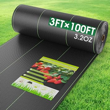 3FTx100FT Weed Barrier Fabric Heavy Duty, Gardening Landscape Fabric Cover Mat, Durable Weed Control Fabric for Garden Bed Cover, Landscaping, Commercial Driveway, Underlayment Use 3x100FT-3.2OZ