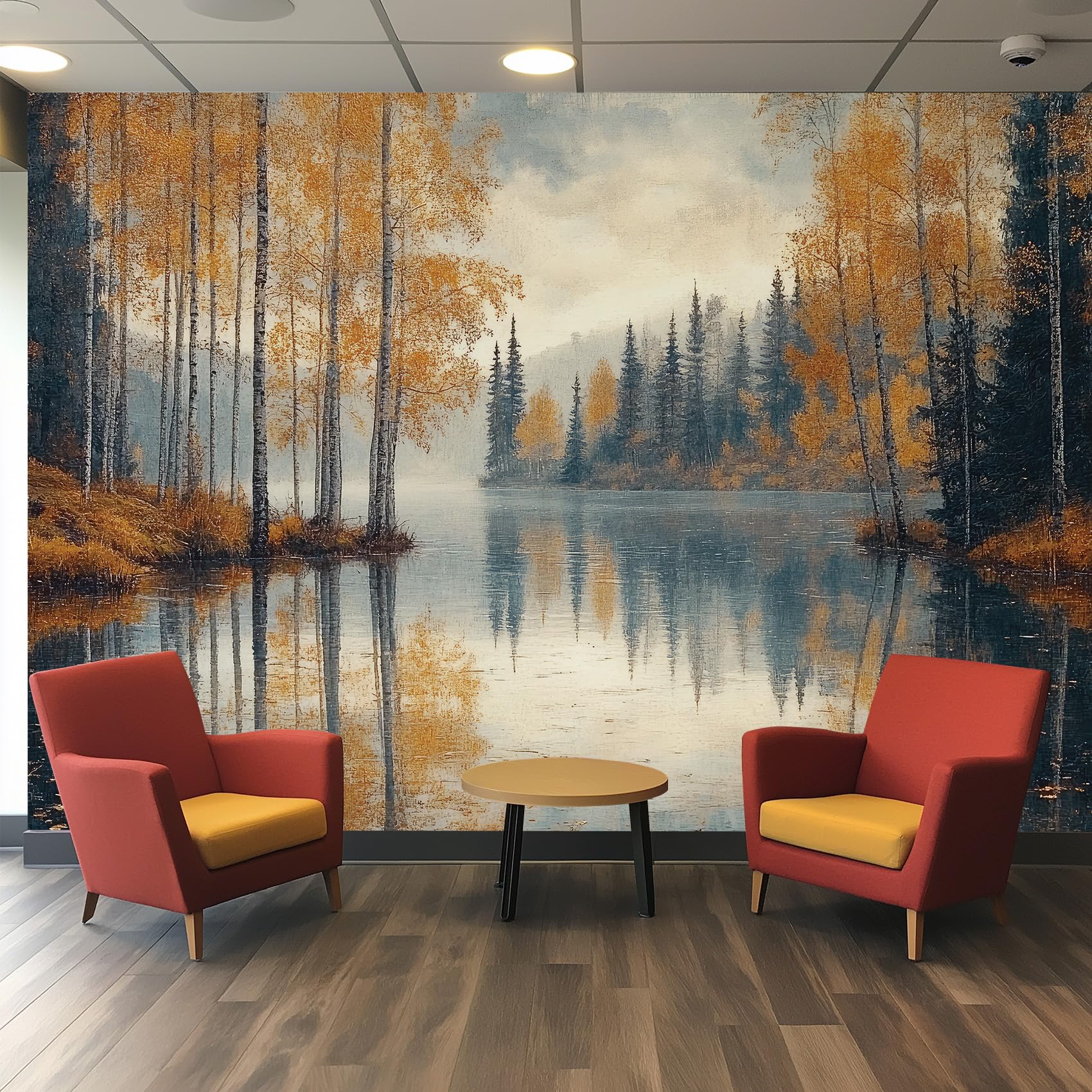 Fresque murale forêt d'automne haute définition pour agrandir l'espace