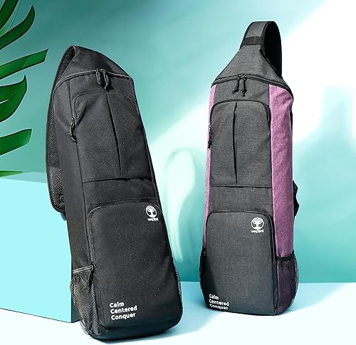 Miniatura 8 de Bolsa para esterilla de yoga para alfombrilla de 12 pulgada de grosor, bolsa de gimnasio con soporte para esterilla de yoga, bolsillos grandes,