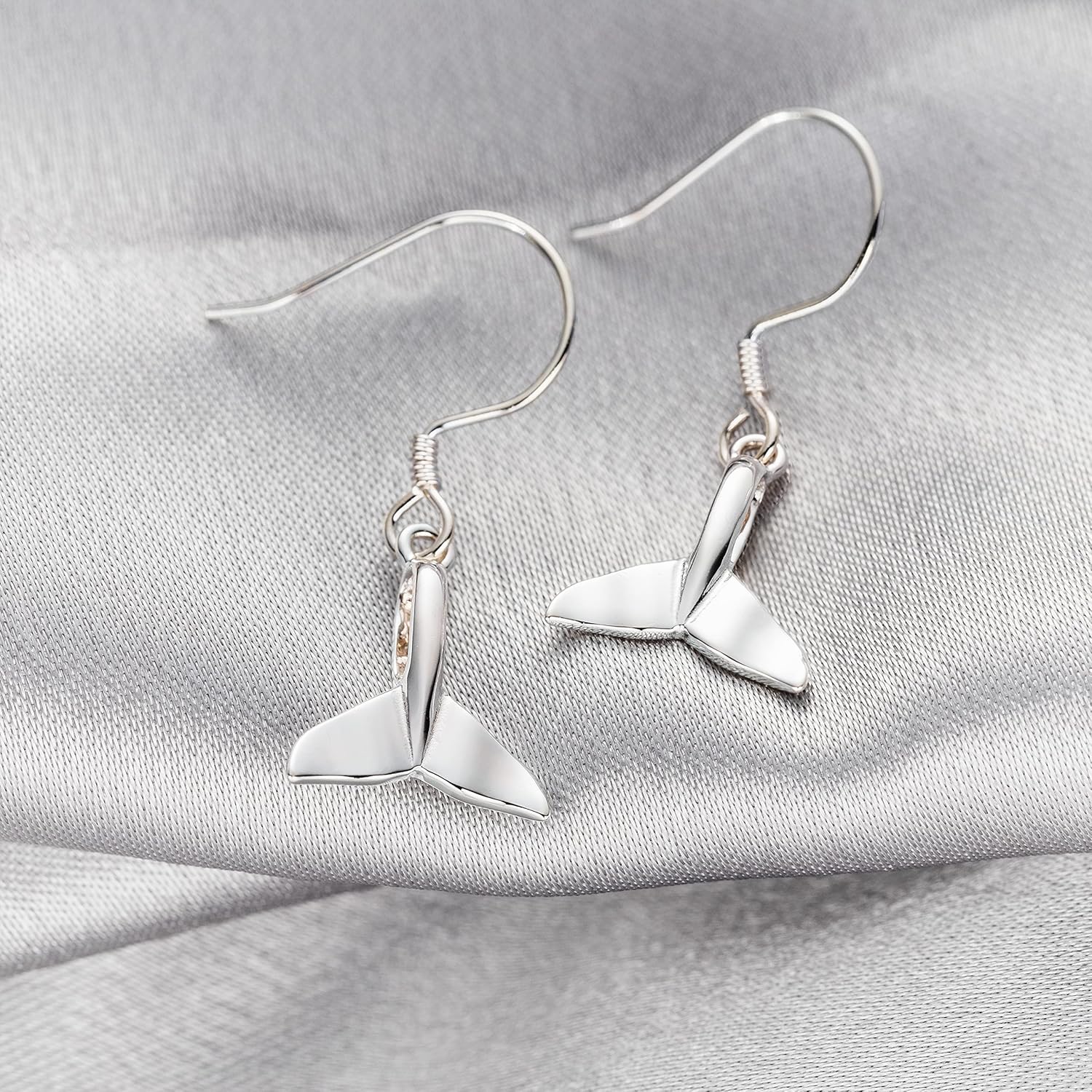 Sterling Silver Whale Tail Dangle Earrings, Nickle Free Hypoallergenic for Sensitive Skin, Aloha Hawaii Ocean Sealife Jewelry for Women, Gift Box Included - Image 2