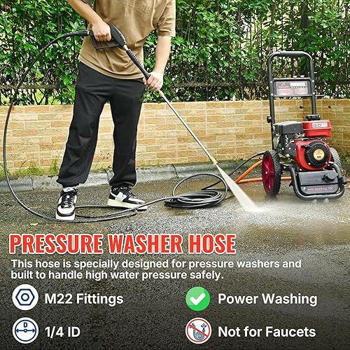 Miniatura 9 de YAMATIC Manguera de lavado a presión de 50 pies, 14 de pulgada, sin torceduras, M22 de 0.551 in, repuesto de manguera de lavado de latón para Ryobi,