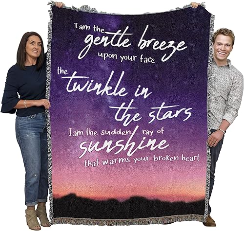 Pure Country Weavers Manta con texto en inglés "I Am The Gentle Breeze Upon Your Face Mountains - Tapiz de regalo de duelo de condolencias, tejido