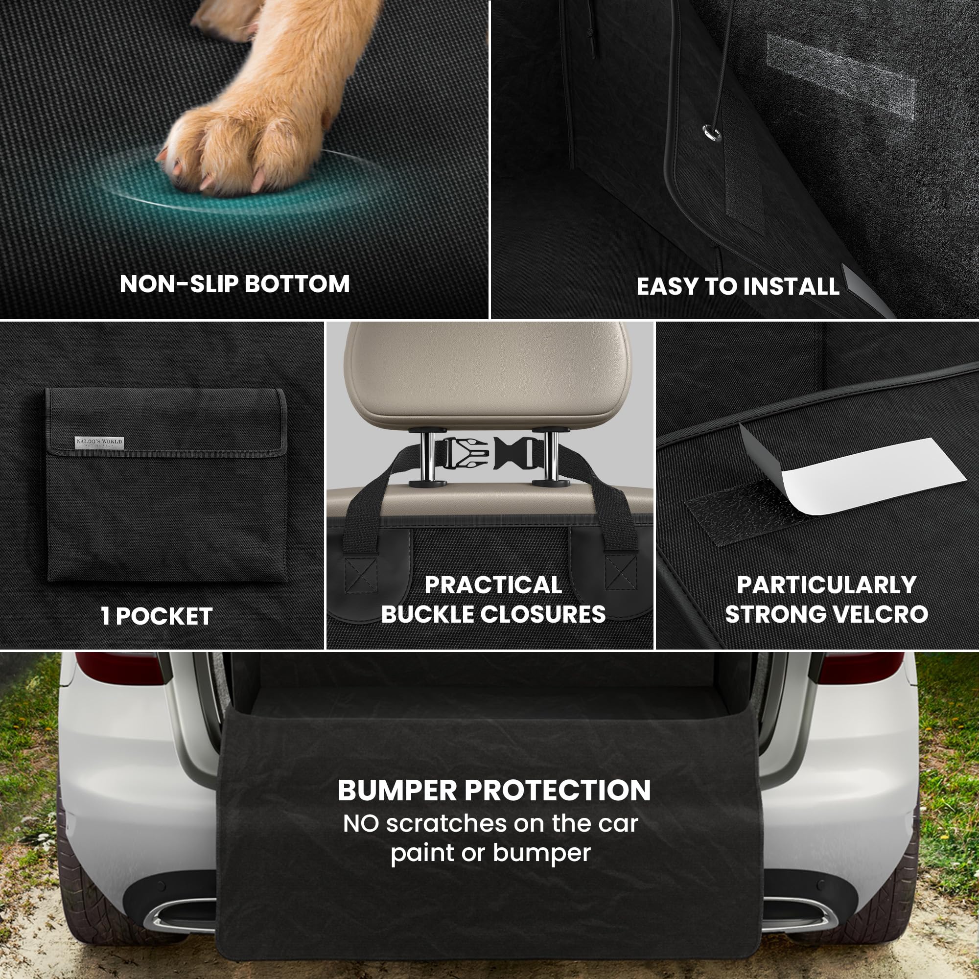 Protezione Telo Auto per Cani, Copertura Universale per Bagagliaio con Protezioni Laterali, Impermeabile Lavabile Antiscivolo Cane Fodere Sedili, Morbido Protezione Umidità Sporco e Capelli