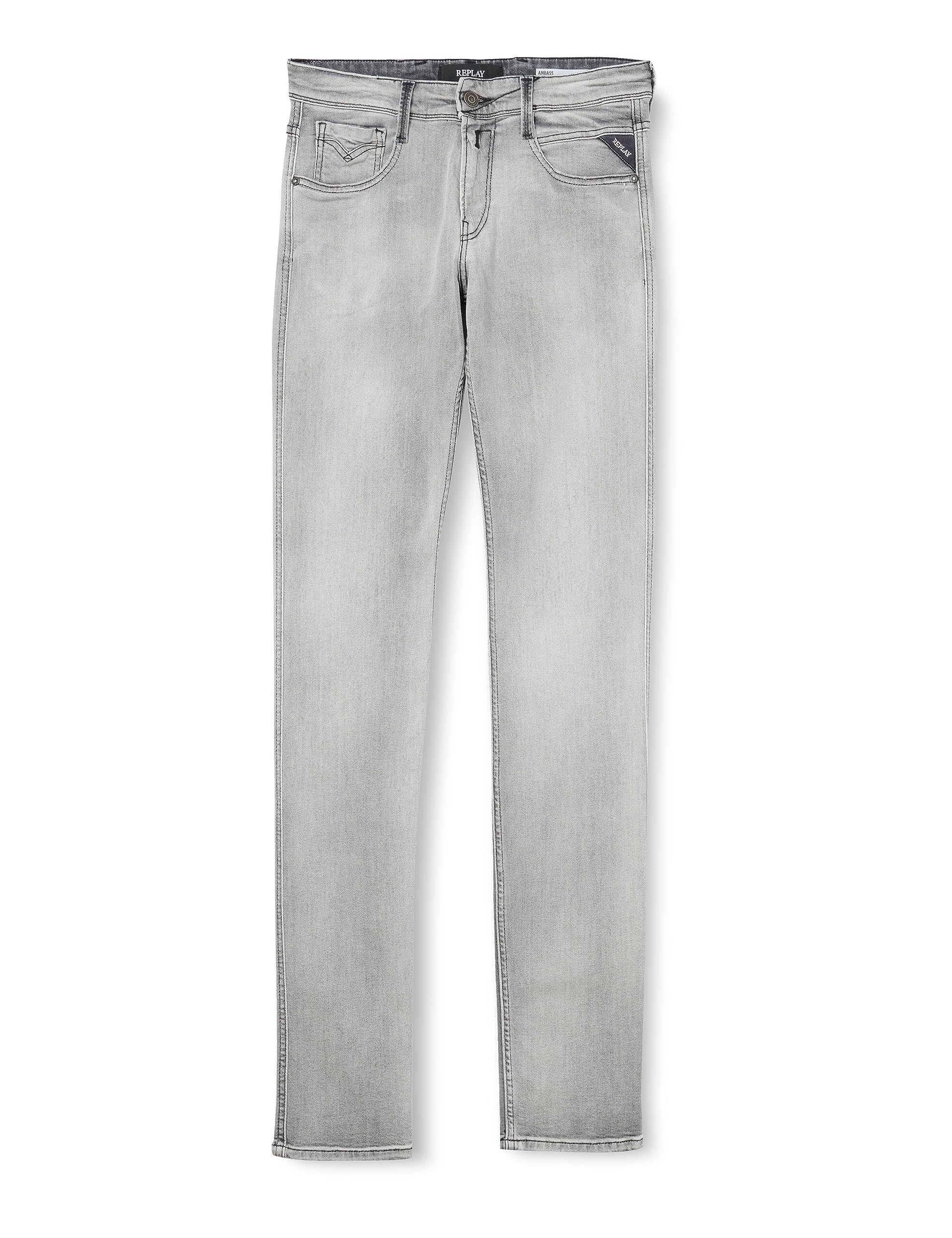 Replay Herren Jeans Anbass Slim-Fit Bio, Light Grey 095 (Grau), 29W / 34L