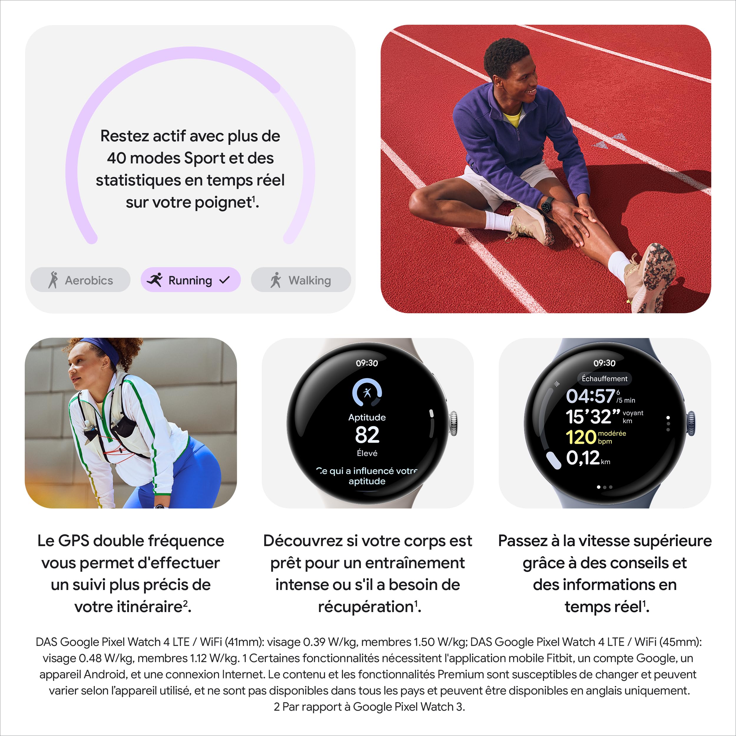 Google Pixel Watch 4 (41 mm) – Montre connectée Android, Suivi Complet des données de santé et de Remise en Forme – Boîtier en Aluminium Noir Mat – Bracelet Sport Noir Volcanique – Wi-FI