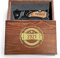 Vista 4 de Cuchillo de graduación personalizado, cuchillo plegable premium para campamento de seguridad, cuchillo de bolsillo de senderismo grabado, cuchillo