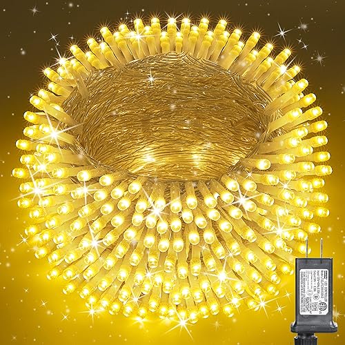 Miniatura 10 de Luces de Navidad de 338 pies para exteriores, 1000 luces LED de Navidad con 8 modos, temporizador, luces parpadeantes impermeables para fiestas,