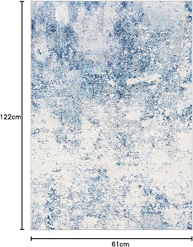 Miniatura 71 de SAFAVIEH Brentwood Collection - Alfombra de área de 9 x 12 pies, gris claro y azul, diseño abstracto moderno, no desprende pelusa y de fácil azul