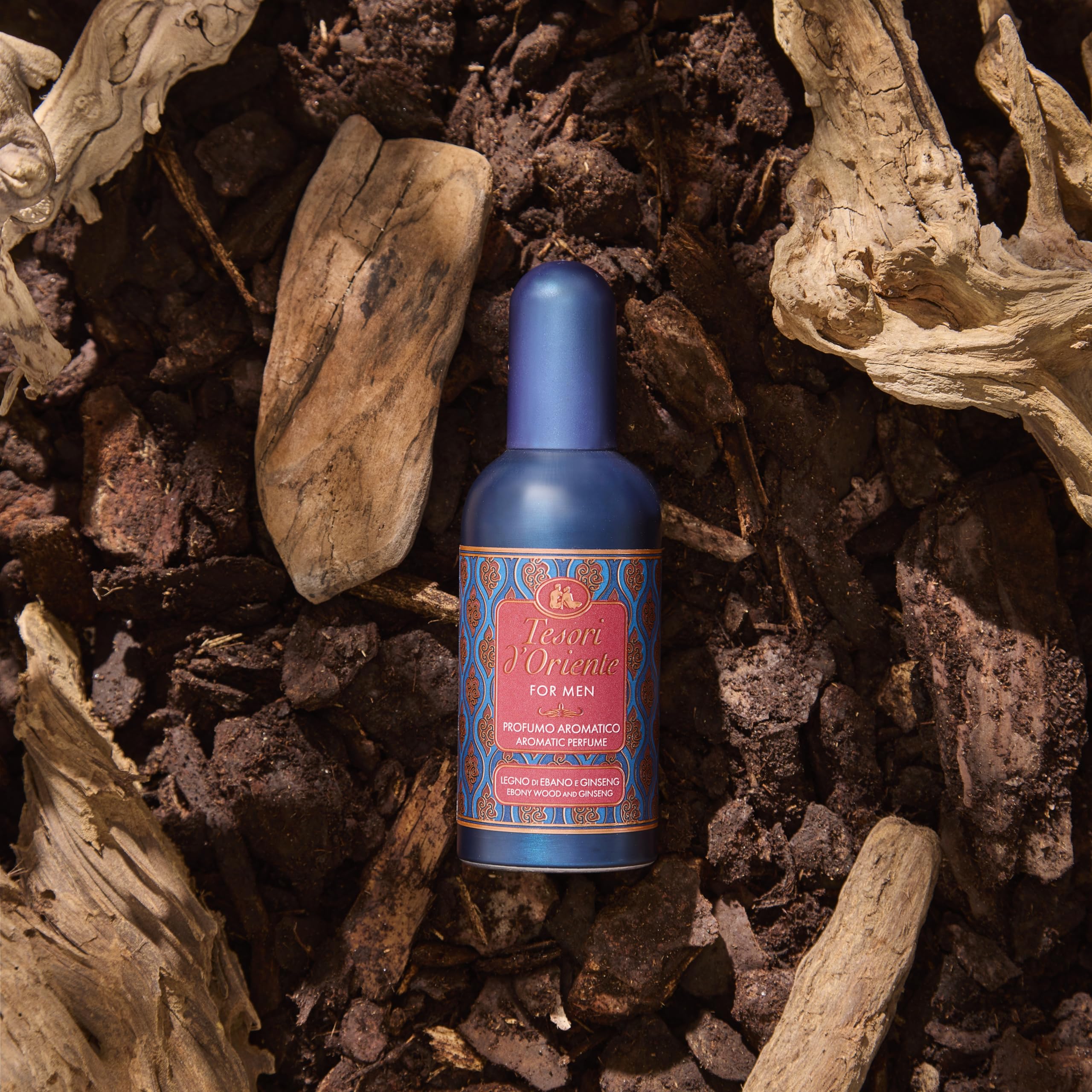 Tesori d'Oriente, For Men Profumo Uomo Legno di Ebano e Ginseng, Fragranza Fresca e Legnosa con Note Speziate, Simbolo di Fuoco, Energia e Potere, 100ml