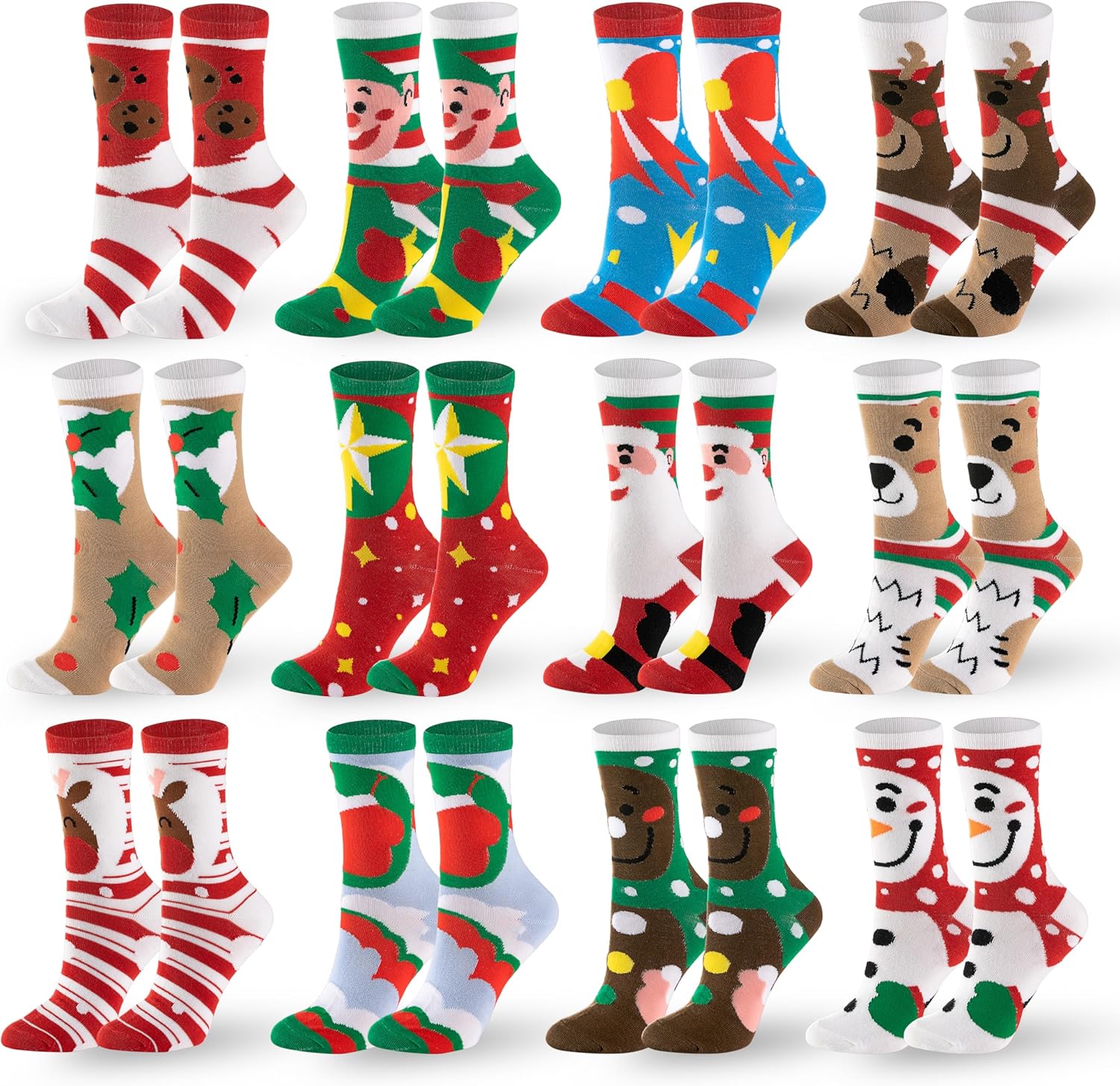 JOYIN 12 Pares Medias Mujer Navidad Coloridas Unisex Adulto