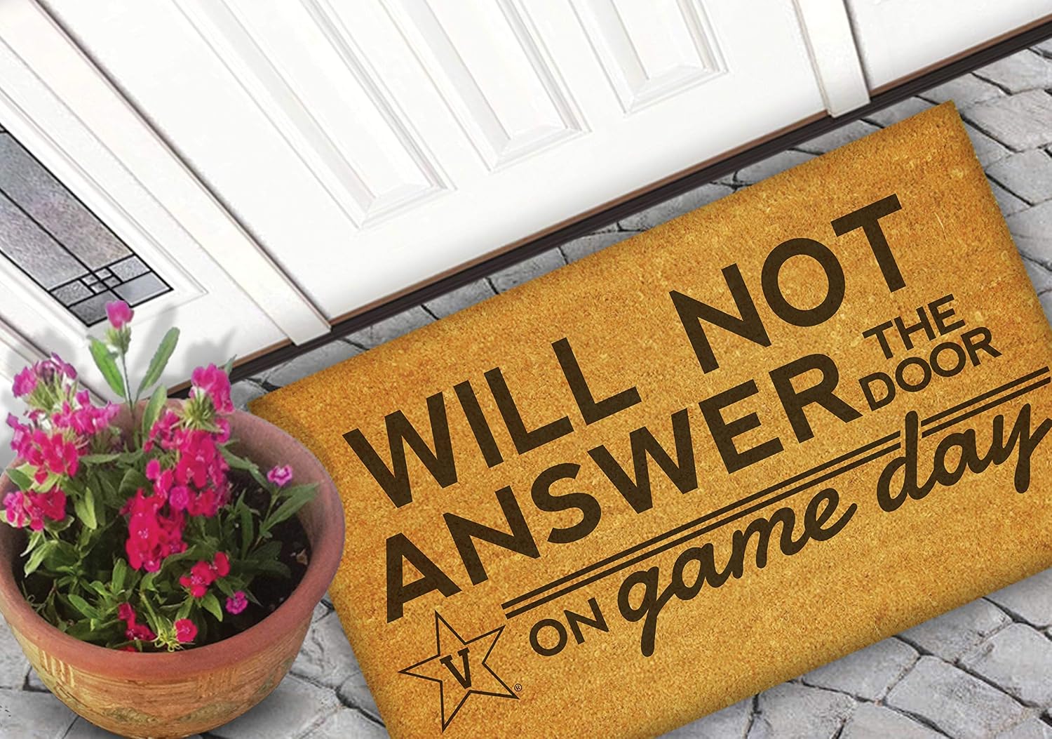 KH Sports Fan Vanderbilt Commodores Will Not Answer on Gameday Coir Doormat, 18x30 Inches, Commodores Outdoor Rug; Display Your Team Spirit with This Unique Vanderbilt Commodores Doormat