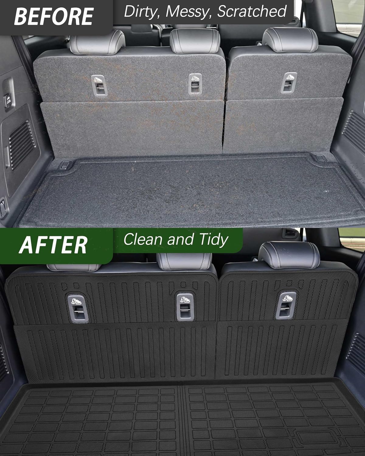 Cargo Mat with Backrest Cover Cargo Liners for Nissan Armada 7 Seats 2025 Infiniti QX80 2025 Accessories Trunk Mat TPE Dog Liners