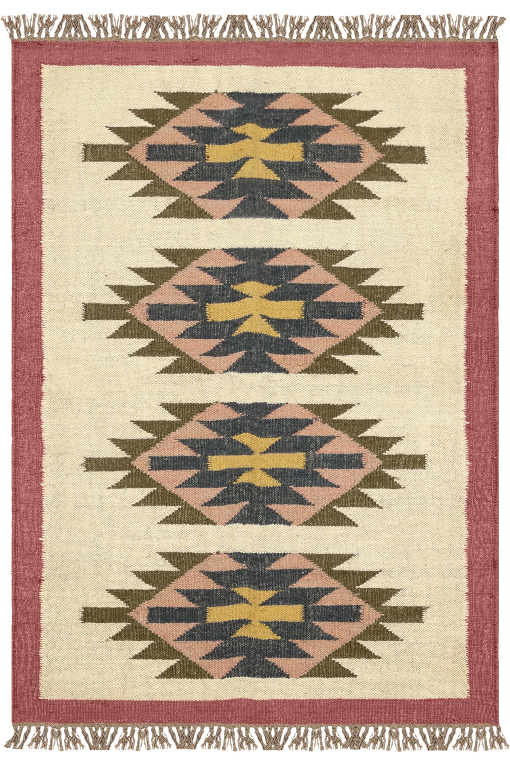 Tapis kilim en jute bordeaux 6,3x2,4 cm intérieur extérieur pour chambre