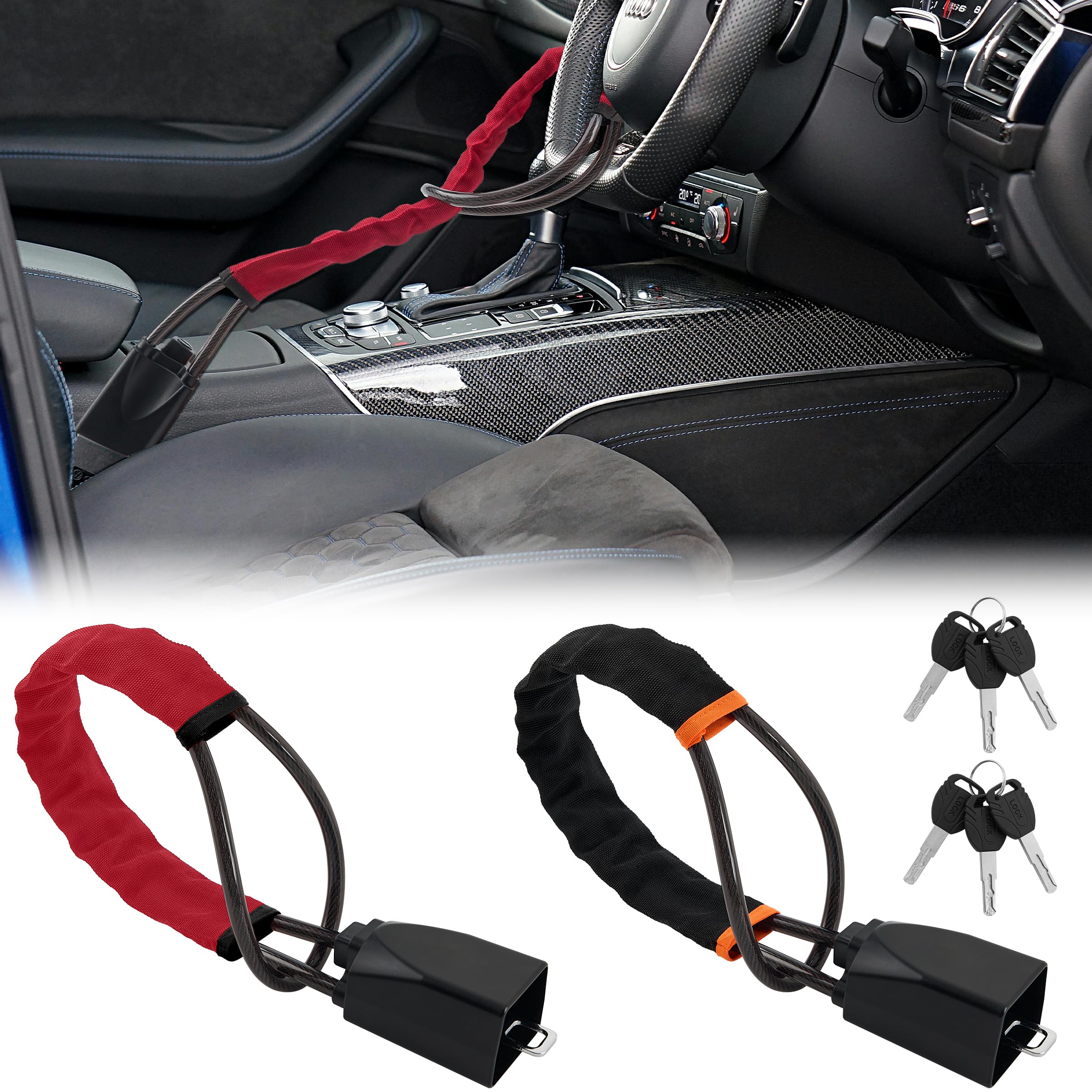 TaShow 2-Pack Car Steering Wheel Lock