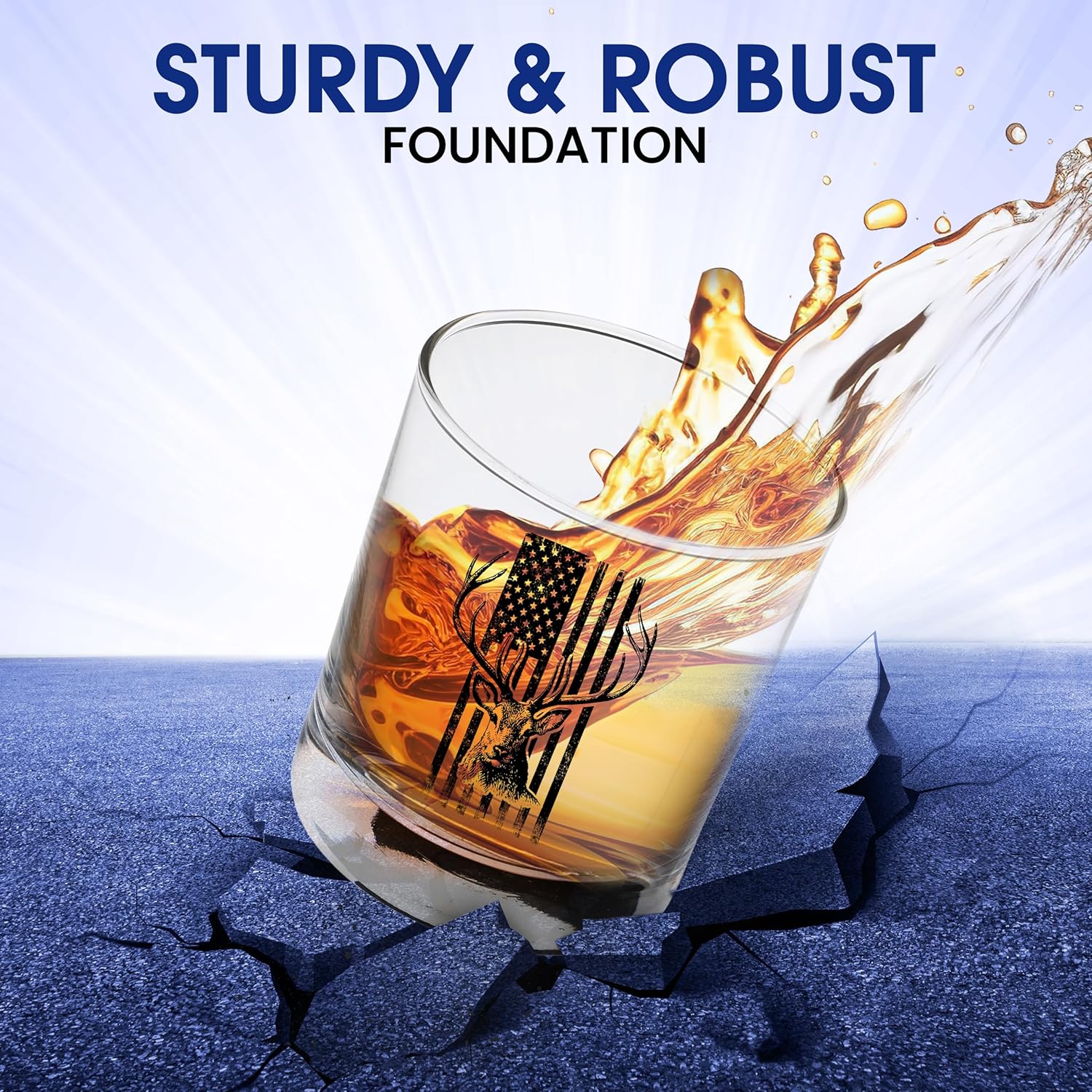 Hunting Gift USA Tattered Worn Flag Buck Deer Old Fashioned Glass Drinking Cup Gift For Hunter Hunt (1) - Image 4