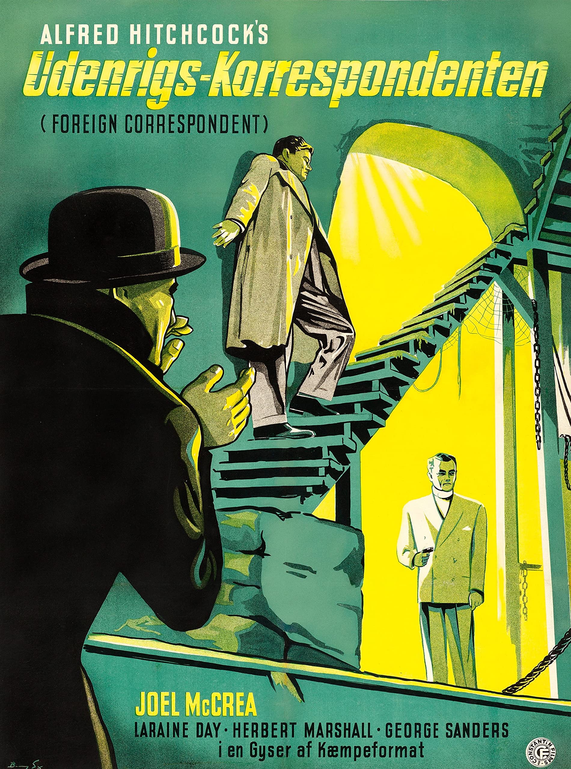 Tallenge - Foreign Correspondent (German Release) - Alfred Hitchcock - Classic Hollywood Movie Poster - Small Poster(Paper,12x17 inches, MultiColour)