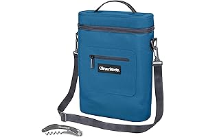 CleverMade Wine Cooler Bag: Insulated Leak-Proof Portable Wine Carrier with Ice Pack and Corkscrew