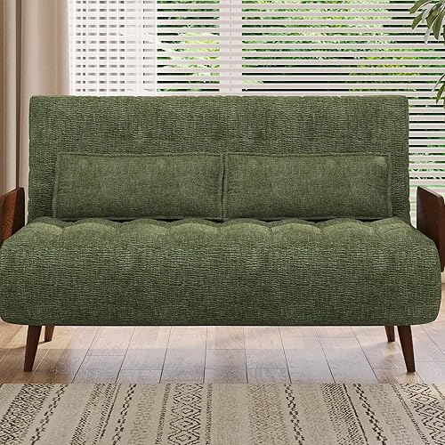 Miniatura 86 de JASIWAY Silla convertible para adultos, silla futón convertible 3 en 1 de lino con almohada, sofá cama individual plegable, cama de invitados para