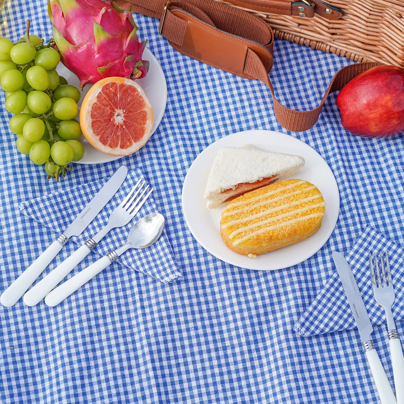 Cestino da picnic per 4 cesti di salice isolati con cinghia, impermeabile con coperta, vimini fatto a mano, ideale come regalo
