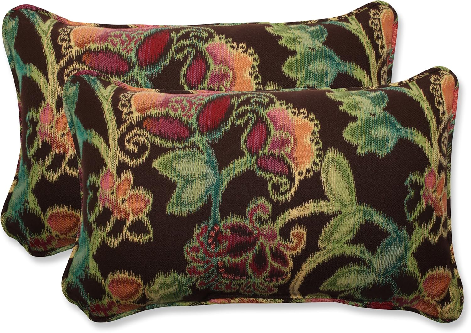 Pillow Perfect Outdoor/Indoor Vagabond Paradise Lumbar Pillows, 11.5" x 18.5", Brown, 2 Pack