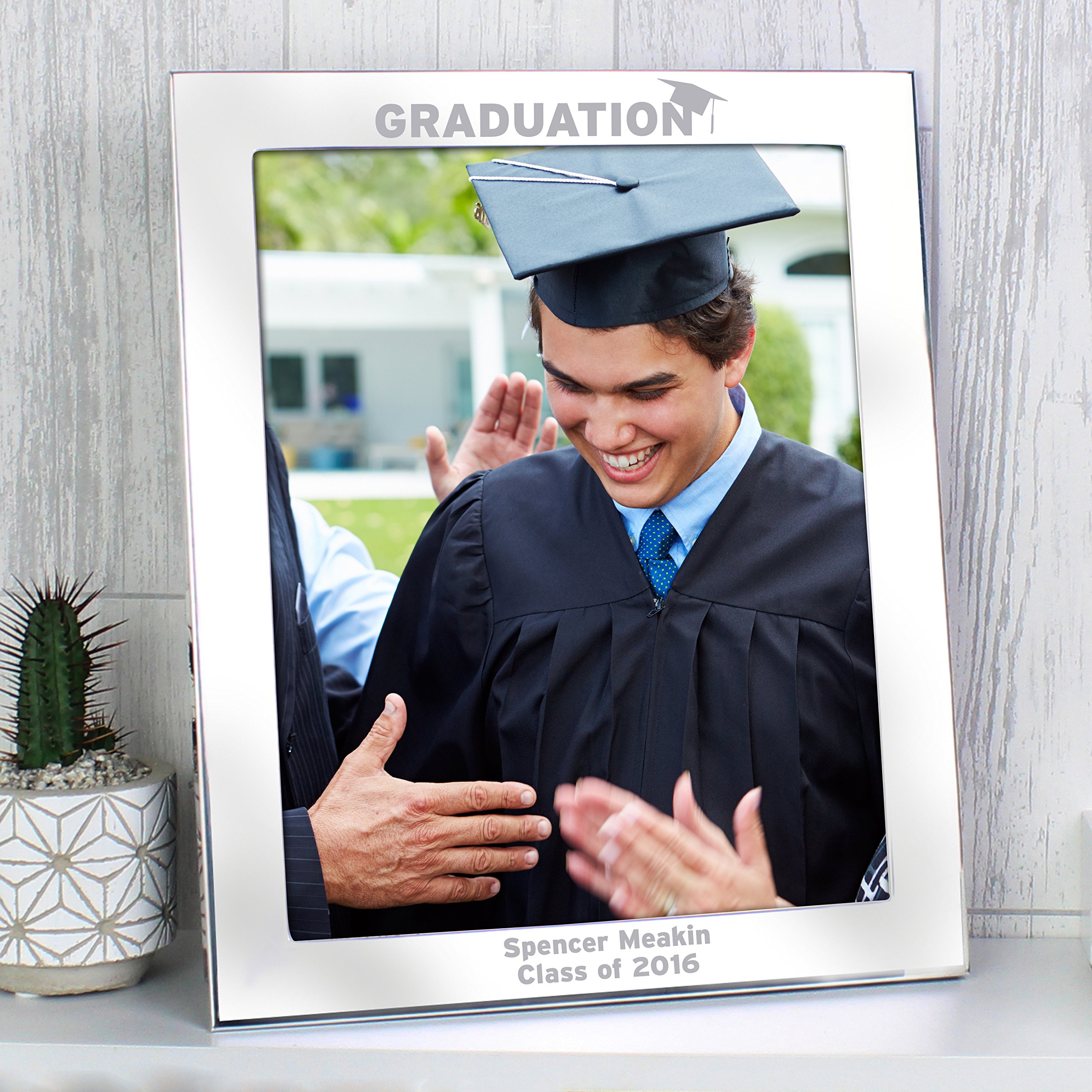 Personalised Memento Silver Custom Personalised Graduation 10X8 Portrait Finish Photo Frame