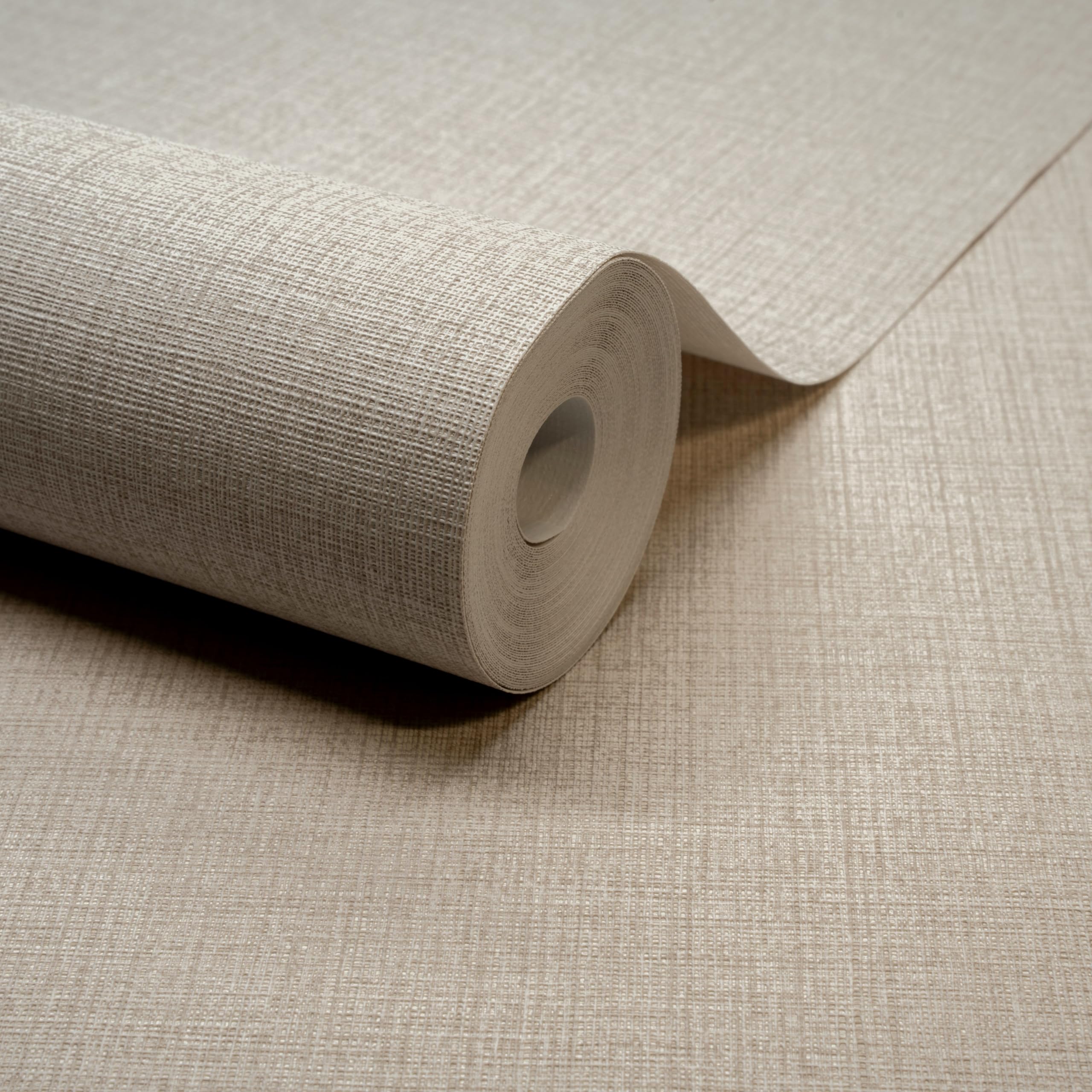 Grandeco Taupe Linen Nursery Textured Plain Wallpaper,