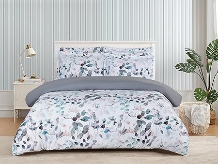 Majestic Giftware Madison Linen 8 Pcs 48" Full Size Duvet Bedding Set (BL508-48F) | Easy Care - Botanical Bliss 300 TC 100% Cotton Sateen |2 Fitted Sheets, 2 Duvets, 4 Pillowcases - Ritz Collection