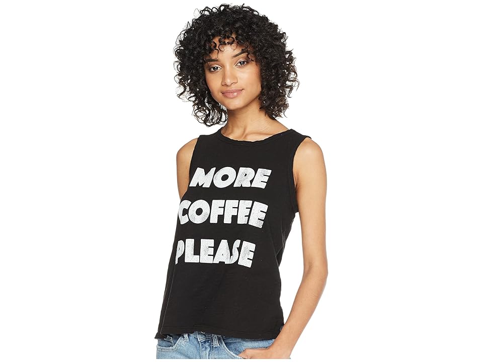 

The Original Retro Brand More Coffee Please Cotton Slub Tank (Black) Women's Clothing