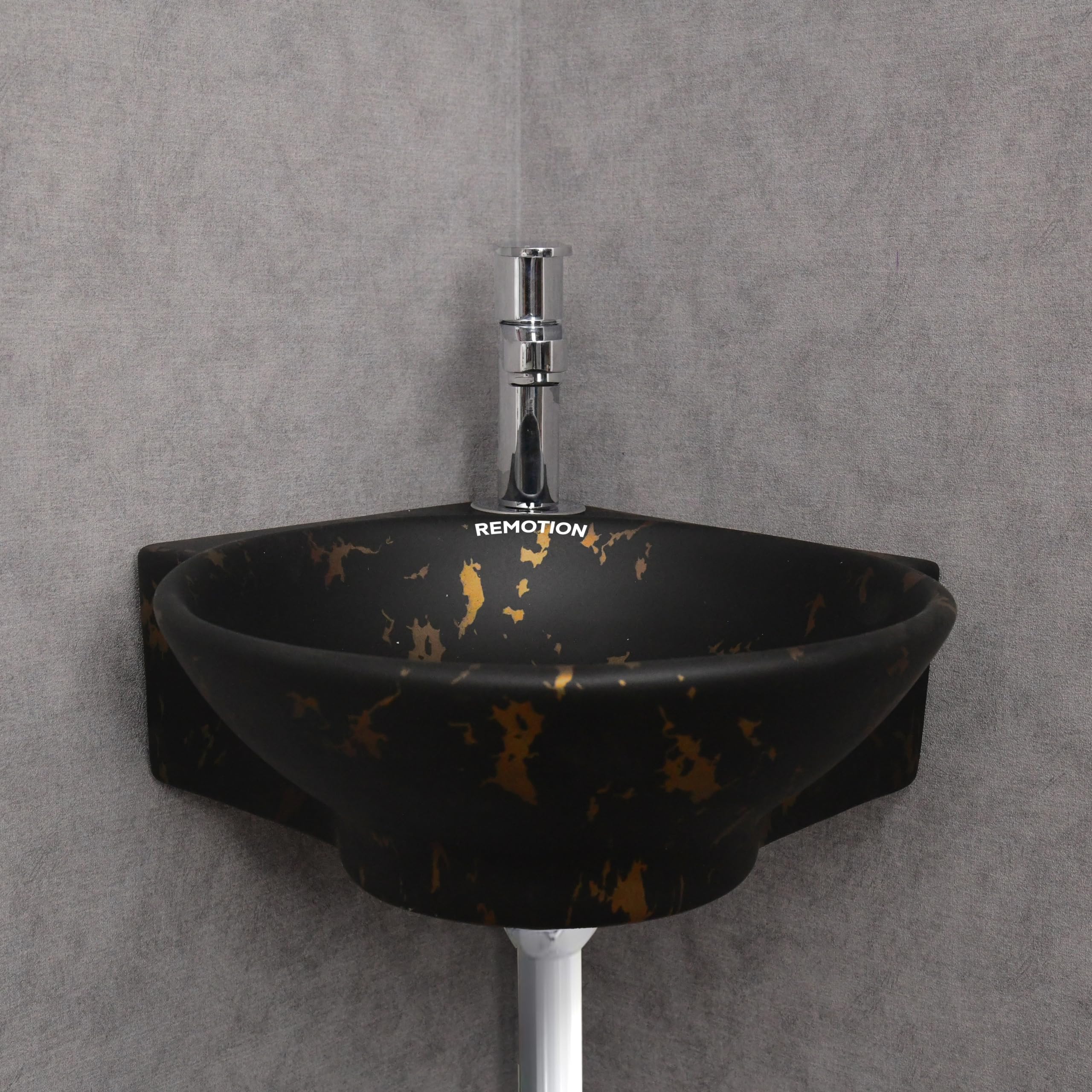 Black Gold Corner Sink - Wall Mounted Wash Basin -3 Black Gold Corner Sink - Wall Mounted Wash Basin -3