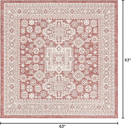 Miniatura 571 de Rugs.com Outdoor Aztec Collection Alfombra – 4 x 6 pies alfombra de tejido plano gris carbón perfecta para salas de estar, grandes comedores, planos