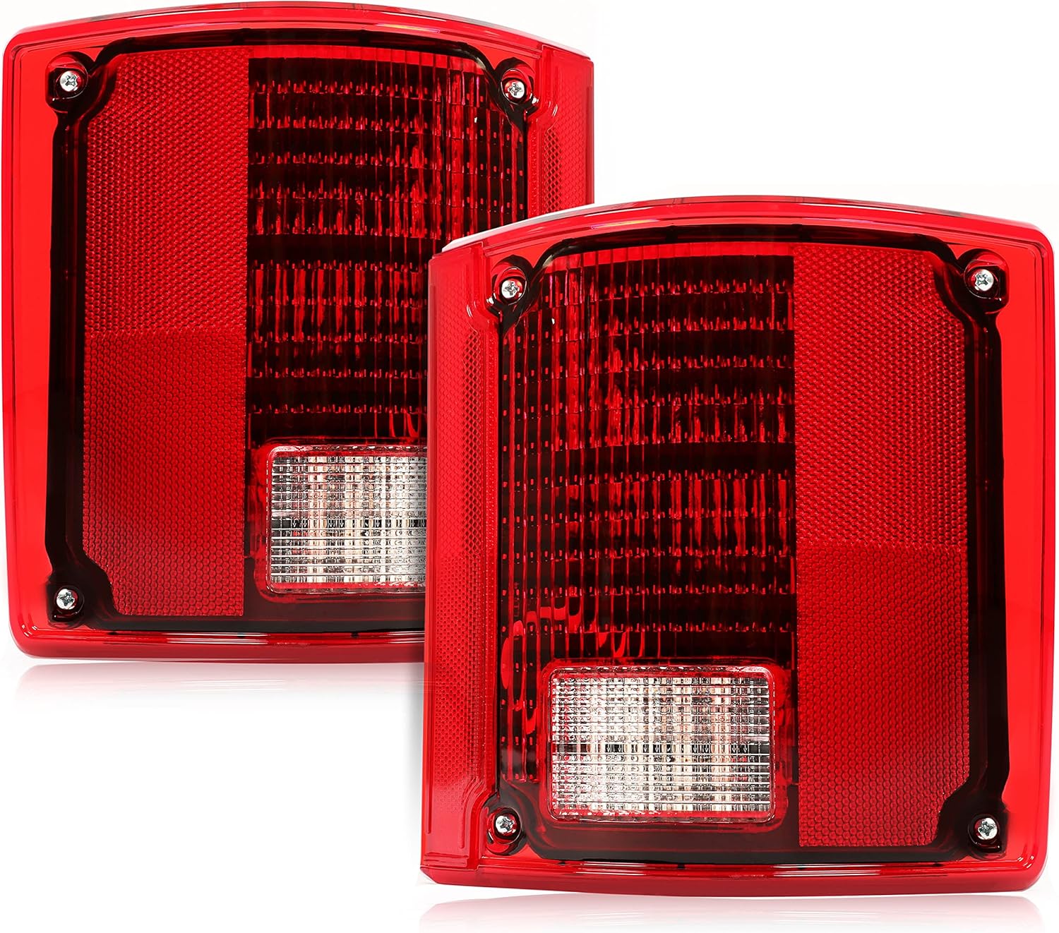 Tail Lights LED Compatible with 1975-1986 Chevy Chevrolet C10 Rear Lamps Taillight Red Lens Left & Right Replacement for CTL7387LED-L CTL7387LED-R