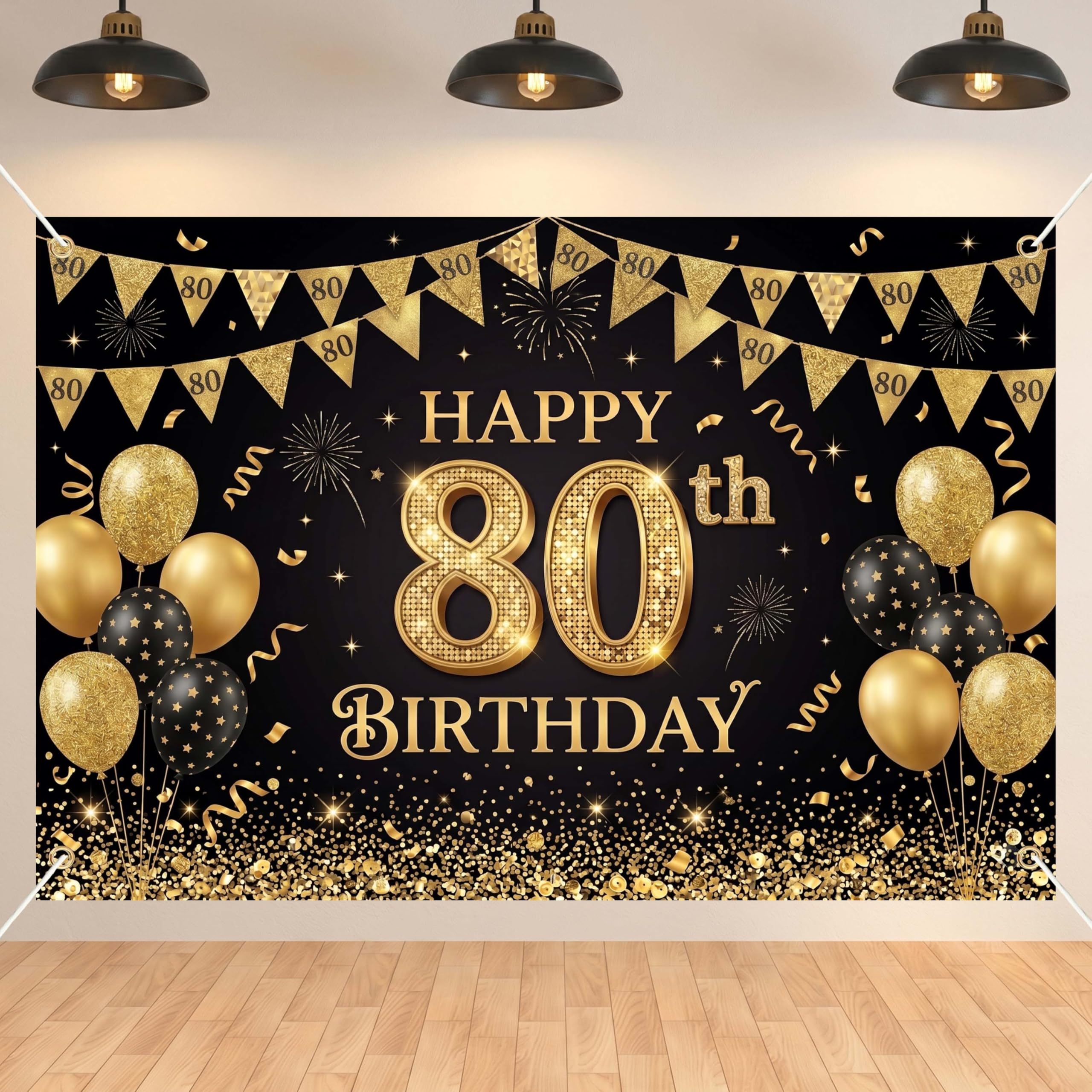 Photo 1 of Jenmir Black and Gold Milestone Birthday Backdrop 59x39 Inch