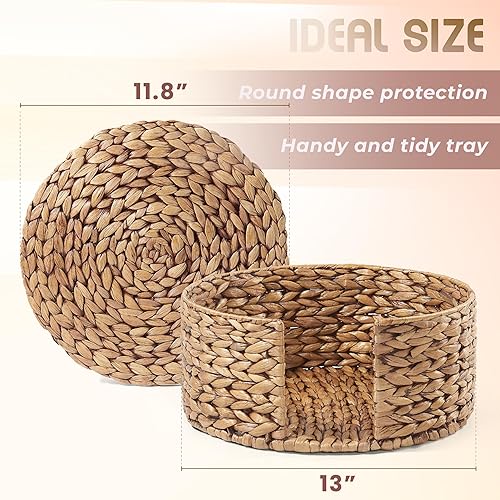 Miniatura 3 de BLUEWEST Manteles individuales tejidos redondos, manteles individuales de jacinto de agua con soporte redondo duradero (paquete de 10), resistentes