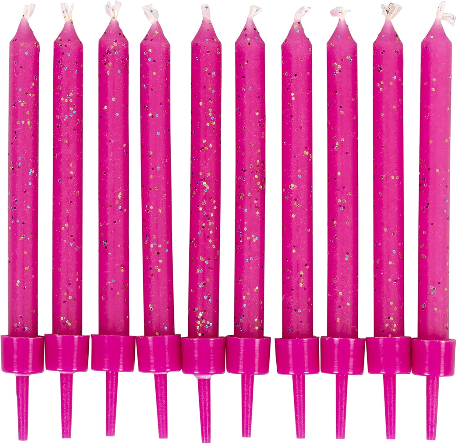Wilton Birthday Glitter Candles PINK (Set of 10) Hello