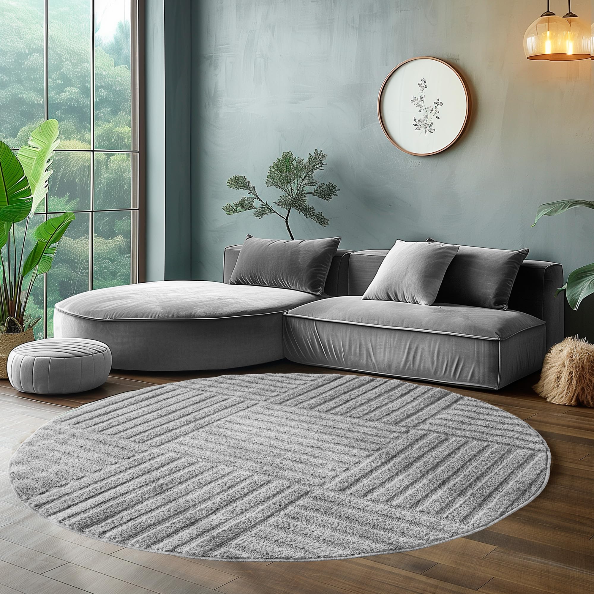 SIMPEX Teppich Hochflor Wohnzimmer Teppich, Weich & Flauschig, Skandinavisch Boho Stil, Langflor Shaggy, Pflegeleicht, Jute Rückseite