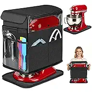 2026 Upgraded Stand Mixer Dust Cover with Appliance Sliders Base, Compatible with KitchenAid Tilt-Head 4.5-5 Quart Mixer, Waterproof Mixer Protector with Storage Pockets for Kitchen Aid Attachments