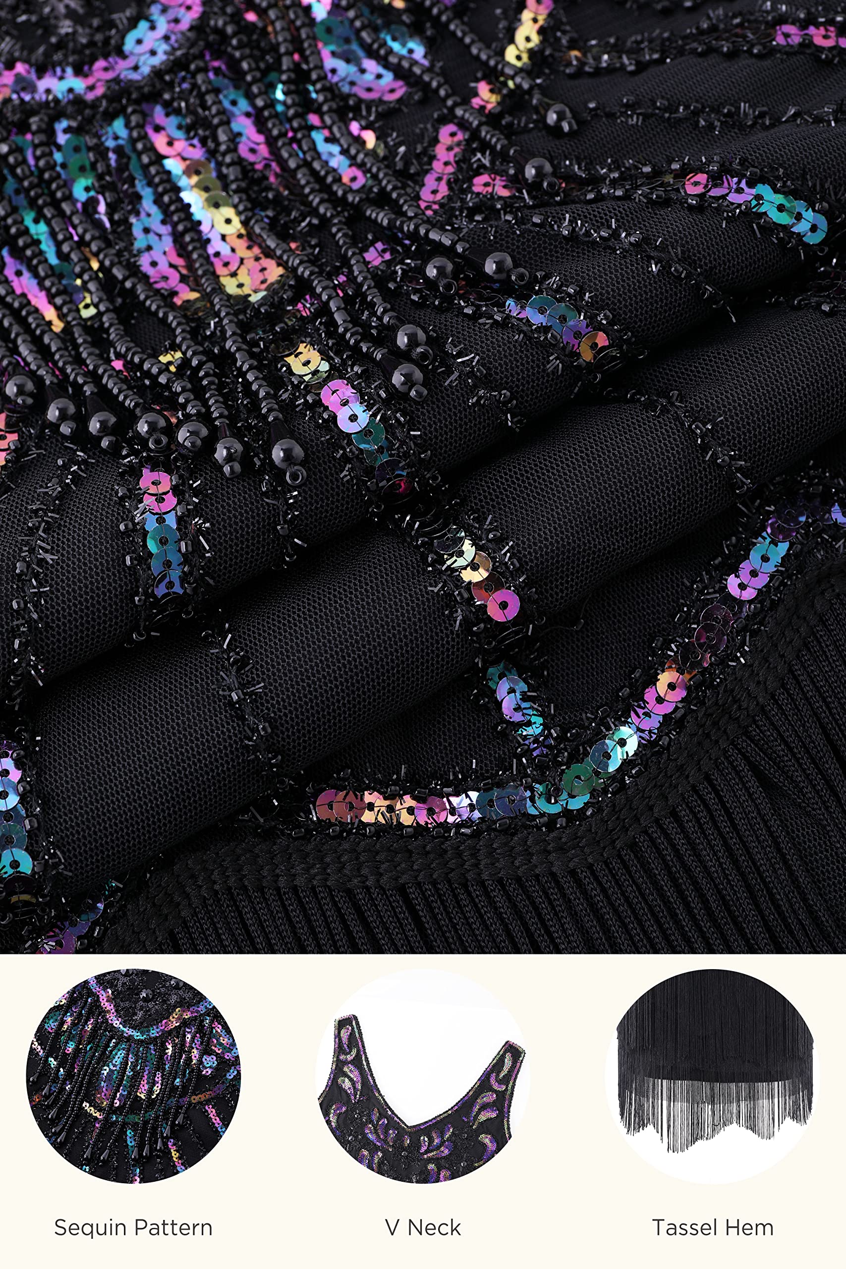 BABEYOND Vestidos Flapper Vestido con Cuello En V Clásico Mujer (Pack de 1)