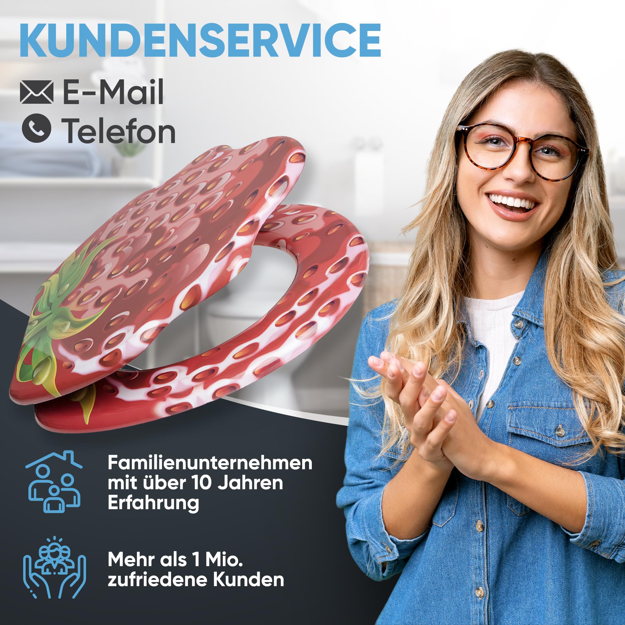 WC Sitz mit Absenkautomatik, viele schöne WC Sitze zur Auswahl, hochwertige und stabile Qualität aus Holz (Strawberry)