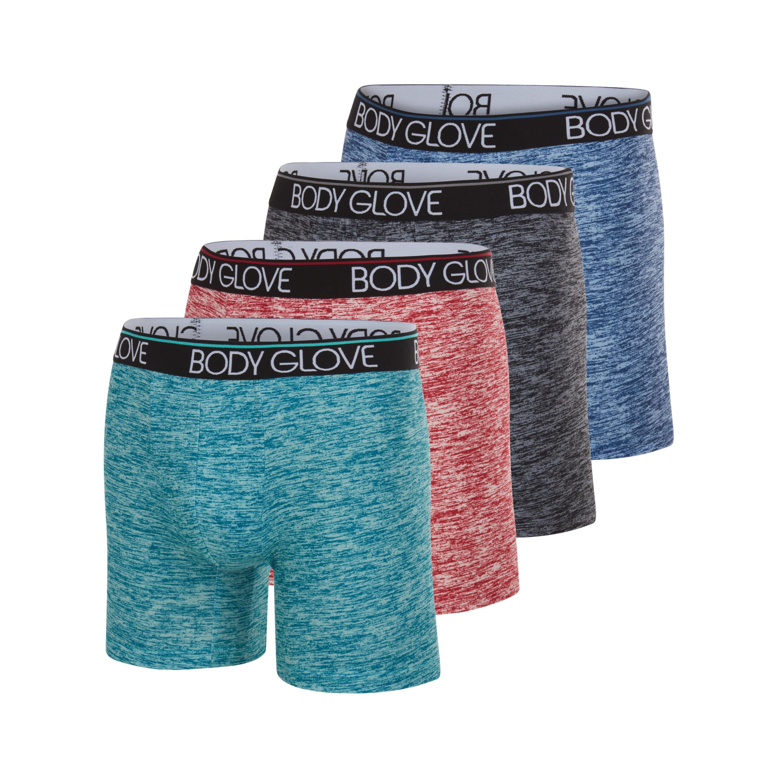 Body Glove Men's Black, Maroon, Blue And Teal 4-Pack Micro Modal Boxer Briefs, Cool Moisture Wicking Pouch Brief, Multi-Color Underwear Boxers, Large