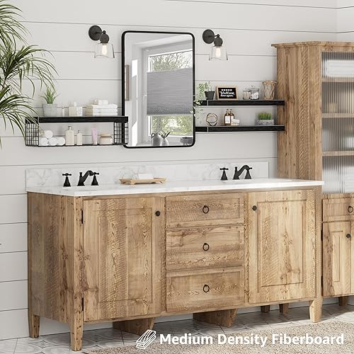 Miniatura 5 de QEEIG Estantes de baño sobre el inodoro, estante montado en la pared, almacenamiento de papel higiénico, casa de campo de 24 pulgadas de largo,