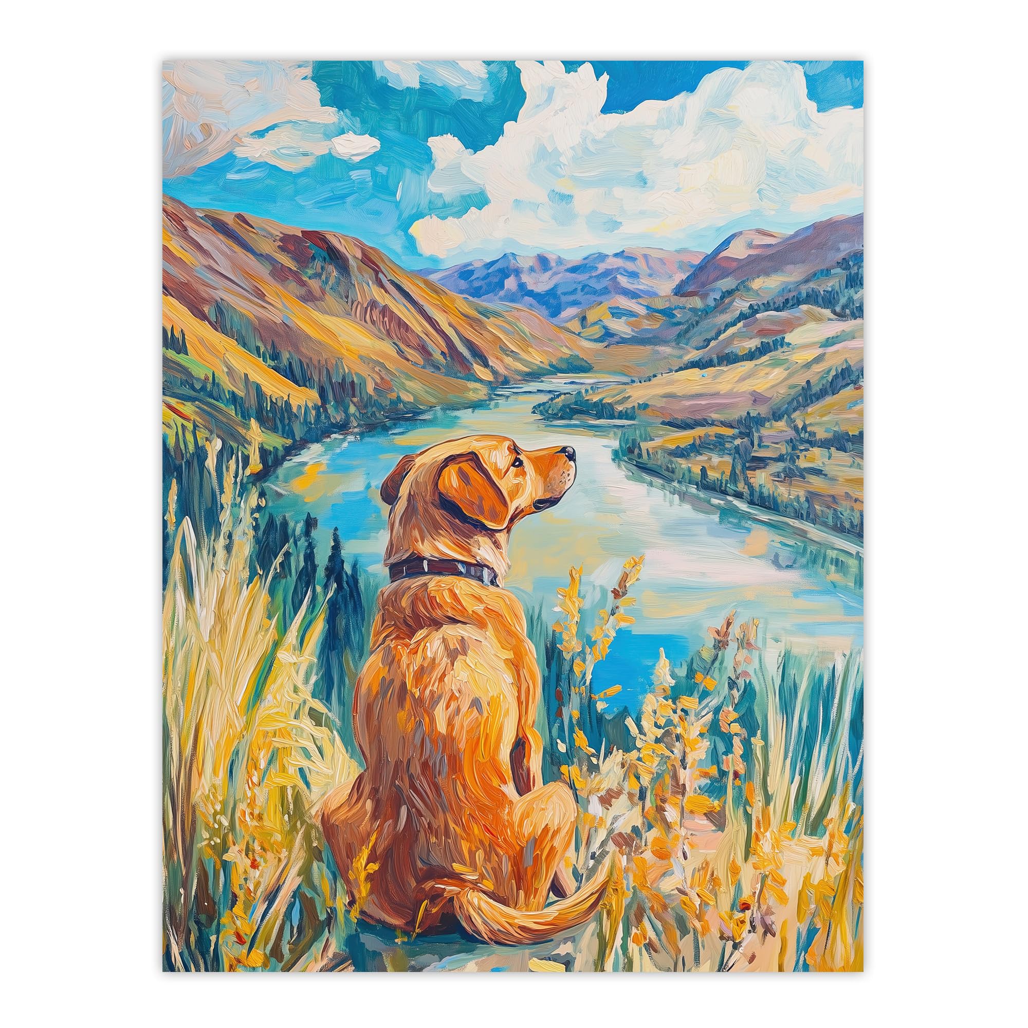 Artery8 Labrador Colorado Mountain Landscape Dog Lover Living Room Extra Large XL Wall Art Poster Print