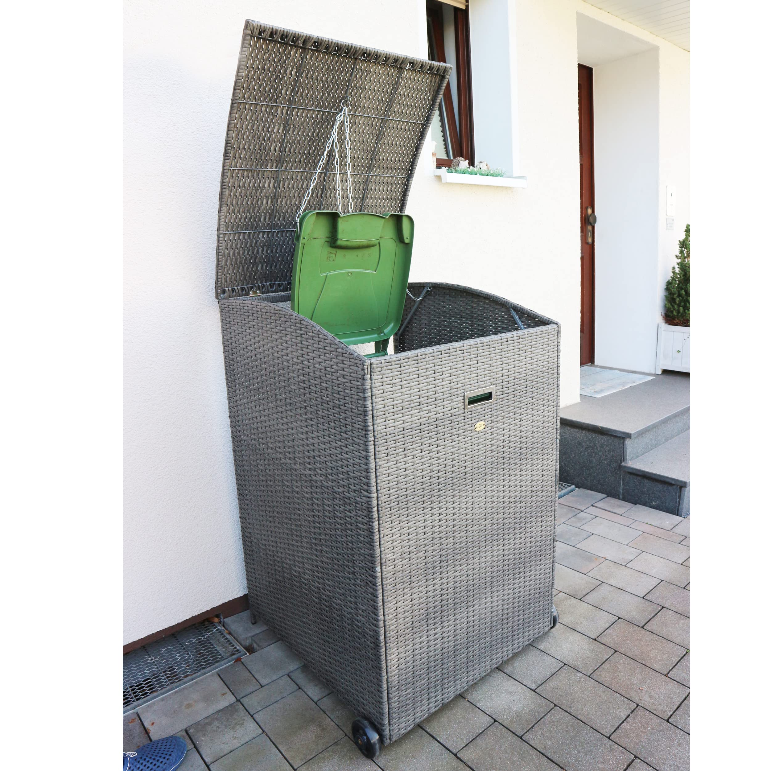 HABAU Mülltonnenbox aus Polyethylen, Mülltonnenverkleidung für 120 und 240 Liter Abfalltonnen
